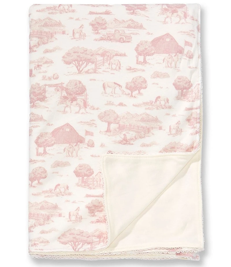 Edgehill Collection Baby Girls Toile Ruffle Trim Swaddle Blanket
