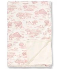 Edgehill Collection Baby Girls Toile Ruffle Trim Swaddle Blanket