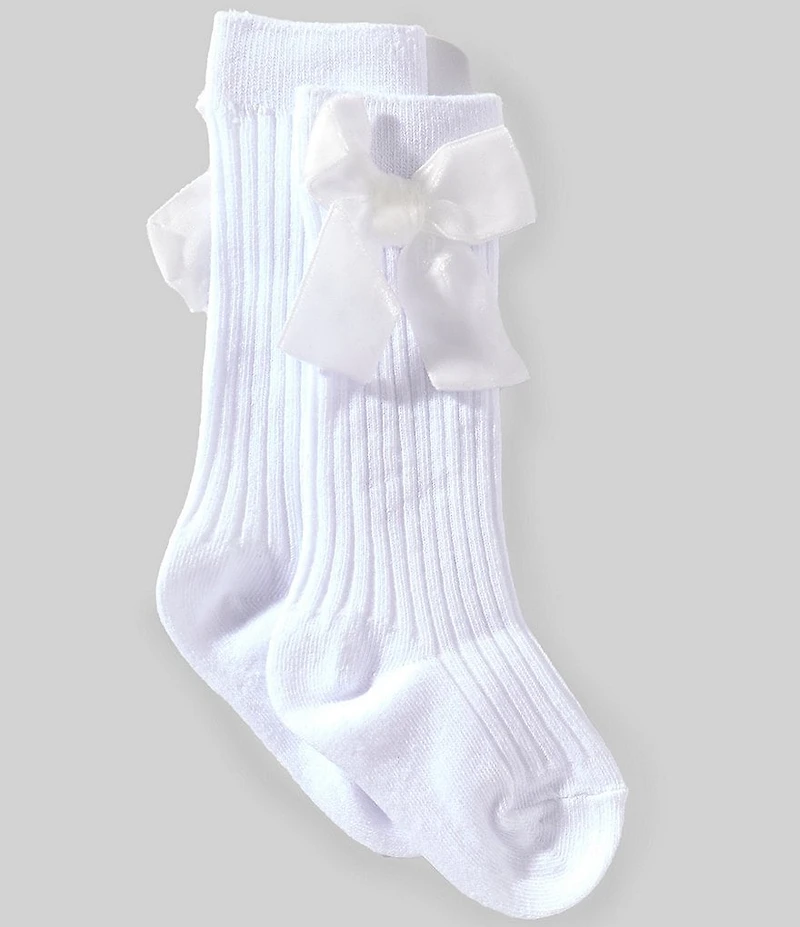 Edgehill Collection Baby Girls Velvet Bow Knee High Socks