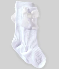 Edgehill Collection Baby Girls Velvet Bow Knee High Socks
