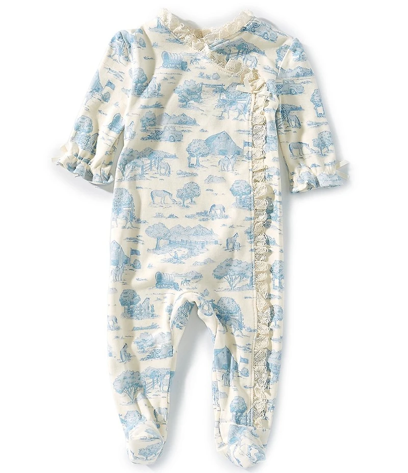 Edgehill Collection Baby Girls Wrap-Front Footie Toile Coverall