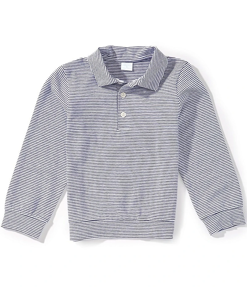 Edgehill Collection Little Boys Knit Long Sleeve Stripe Polo Shirt