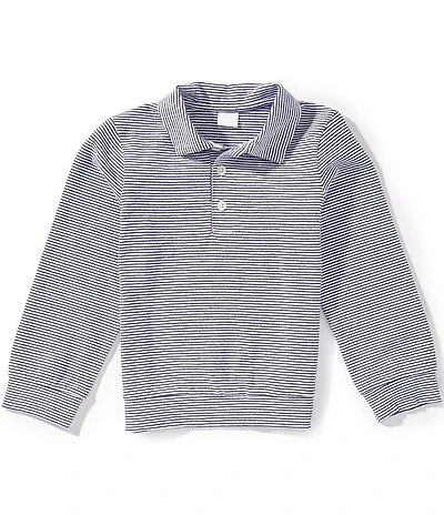 Edgehill Collection Little Boys Knit Long Sleeve Stripe Polo Shirt