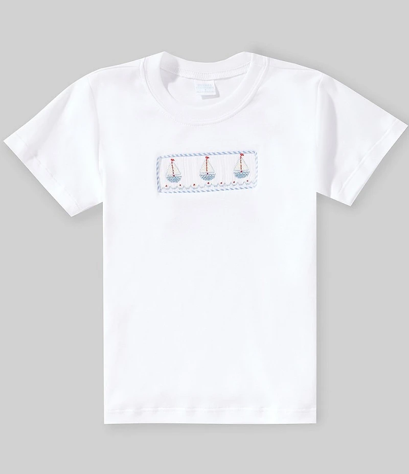 Edgehill Collection Little Boys Short Sleeve Knit Sailboat Embroidery Tee