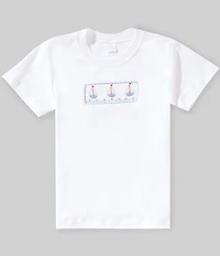 Edgehill Collection Little Boys Short Sleeve Knit Sailboat Embroidery Tee