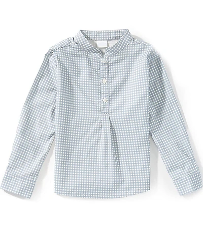 Edgehill Collection Little Boys Gingham Long Sleeve Woven Shirt