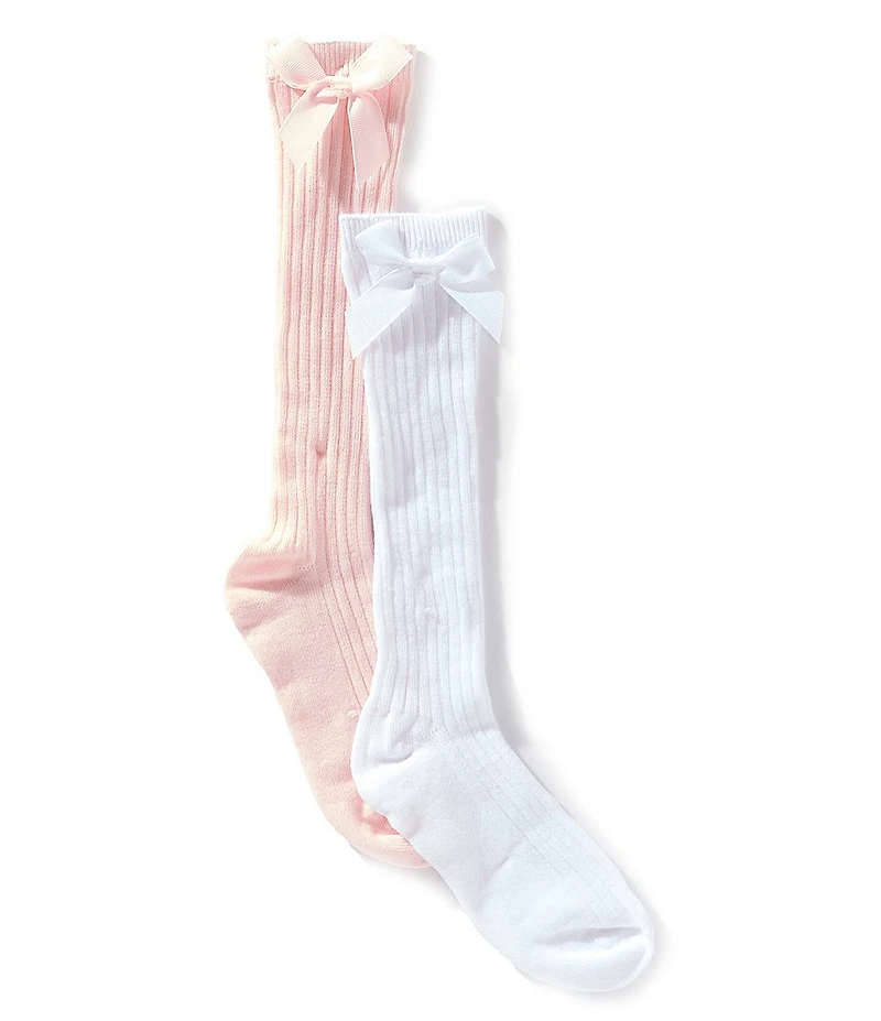 Edgehill Collection Little Girls Bow Knee Socks 2-Pack