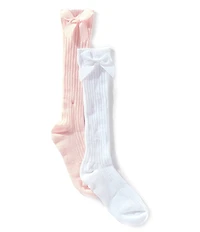 Edgehill Collection Little Girls Bow Knee Socks 2-Pack
