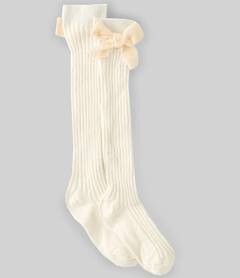 Edgehill Collection Little Girl Velvet Bow Knee High Socks