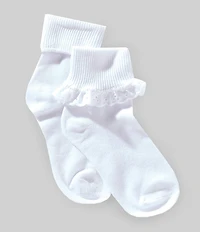 Edgehill Collection Little Girls Fold Over Eyelet Socks 2-Pack