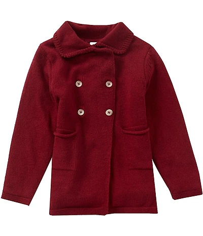 Edgehill Collection Little Girls Knit Double Breasted Sweater Cardigan
