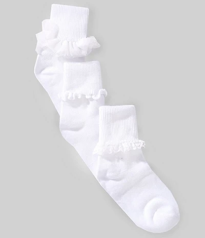 Edgehill Collection Little Girls Ruffle Lace 3 Pack Socks