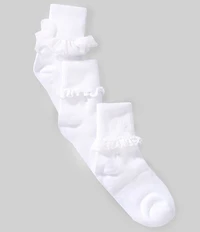 Edgehill Collection Little Girls Ruffle Lace 3 Pack Socks