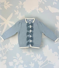 Edgehill Collection x The Broke Brooke Baby Girls Carlisle Velvet Bow Cardigan