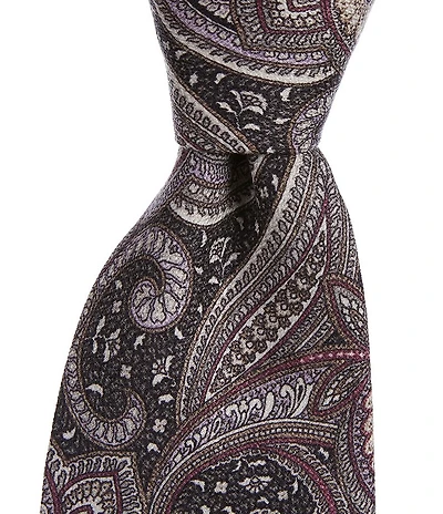 Edward Armah Muted Paisley 3.5#double; Traditional Silk Tie
