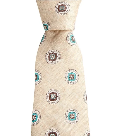 Edward Armah Open Medallion 3.3#double; Traditional Silk Tie