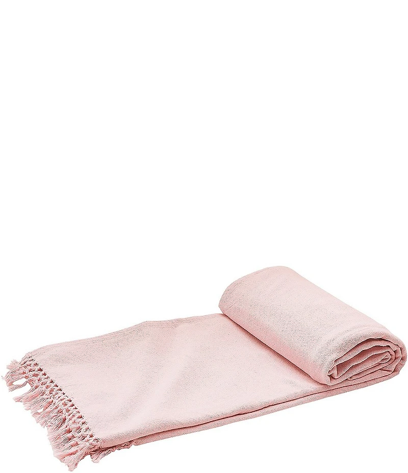 ELISABETH YORK Lavato Hand-Knotted Fringe Cotton Bed Throw Blanket