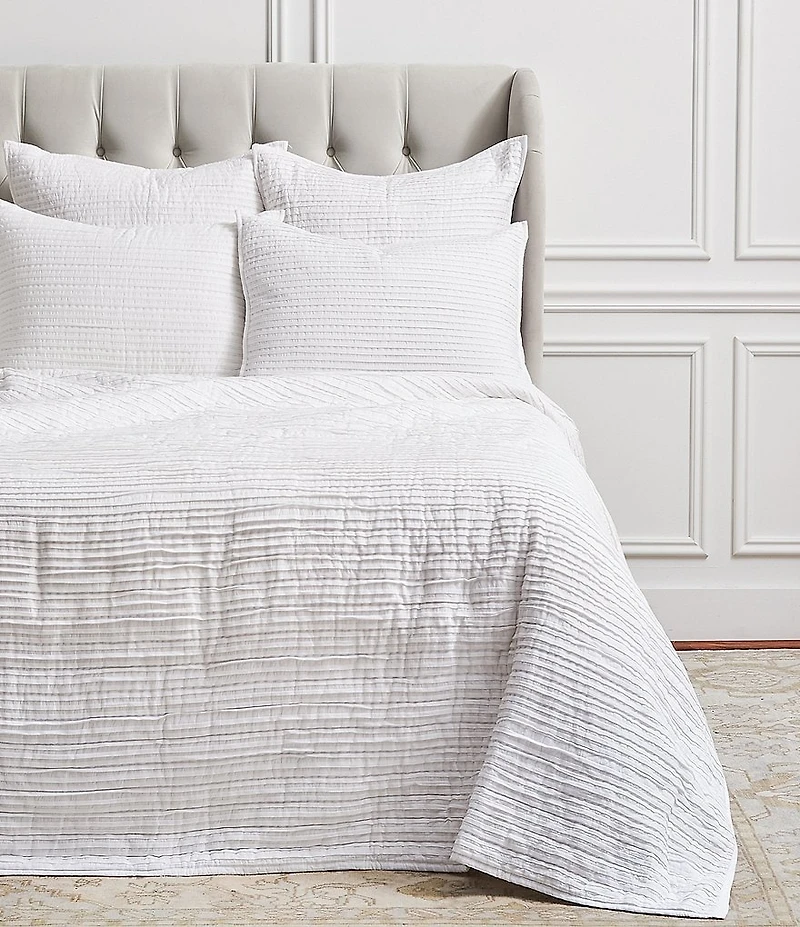 ELISABETH YORK Tess Dove Woven Pleated Cotton King Quilt