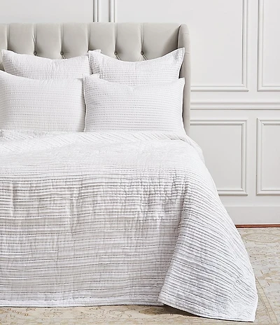ELISABETH YORK Tess Dove Woven Pleated Cotton King Quilt