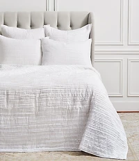 ELISABETH YORK Tess Dove Woven Pleated Cotton King Quilt