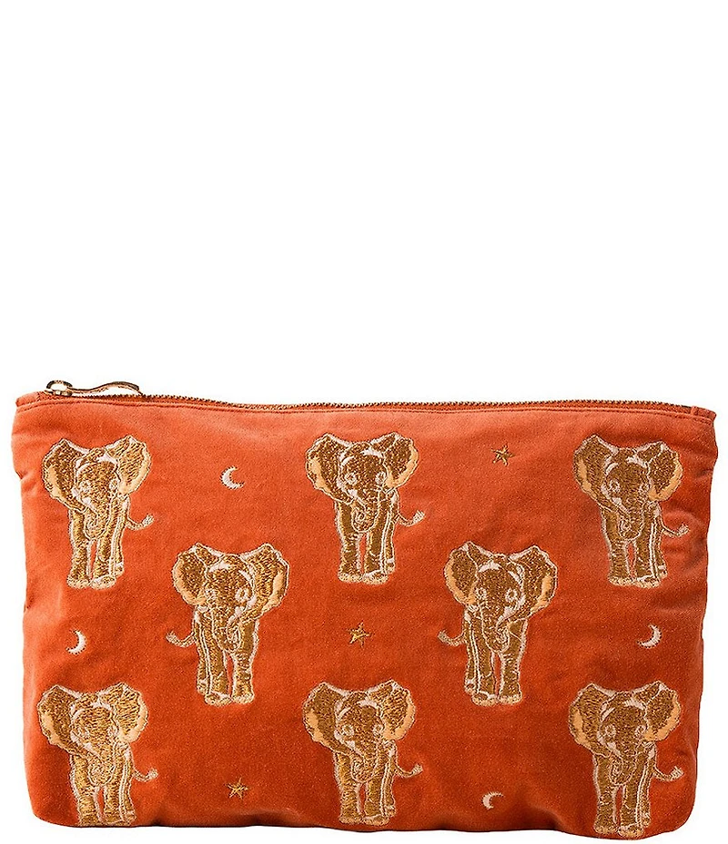 Elizabeth Scarlett Gold Elephant Velvet Everyday Pouch