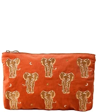 Elizabeth Scarlett Gold Elephant Velvet Everyday Pouch