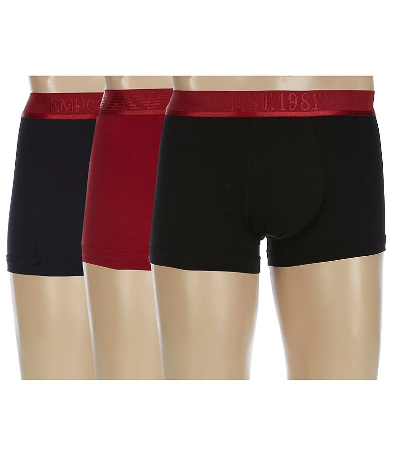 Emporio Armani Shiny Logo Band Trunks 3-Pack