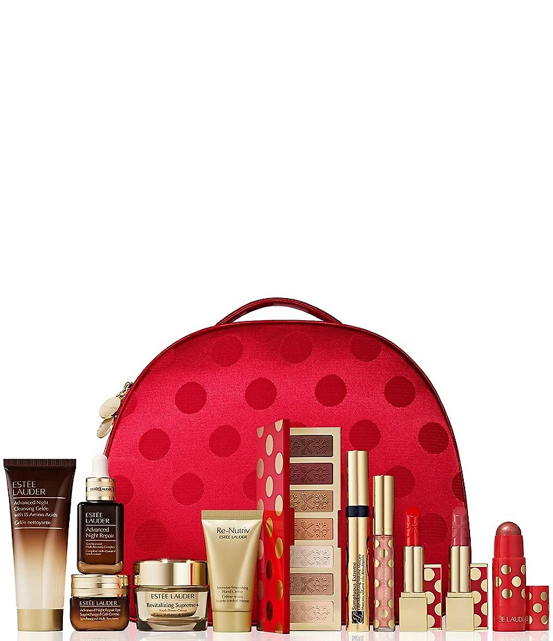 Estee Lauder 12-Piece Holiday Blockbuster Beauty Gift Set $90 with any Estee Lauder Purchase: Glow Warm Makeup Look