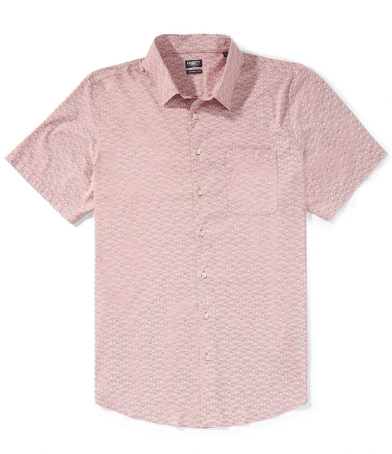 Faherty Big & Tall Movement Palm Print Short Sleeve Woven Shirt