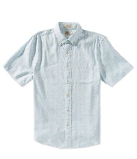 Faherty Breeze Linen Blend Leaf Print Short Sleeve Woven Shirt