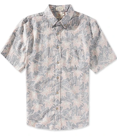 Faherty Breeze Lotus Print Short Sleeve Woven Shirt