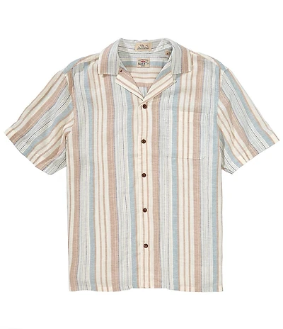 Faherty Breeze Stripe Short Sleeve Woven Camp Shirt