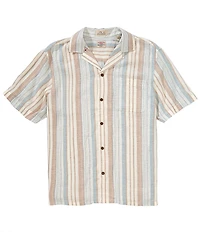 Faherty Breeze Stripe Short Sleeve Woven Camp Shirt