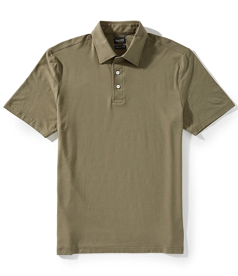Faherty Movement Feeder Solid Stretch Short Sleeve Polo Shirt