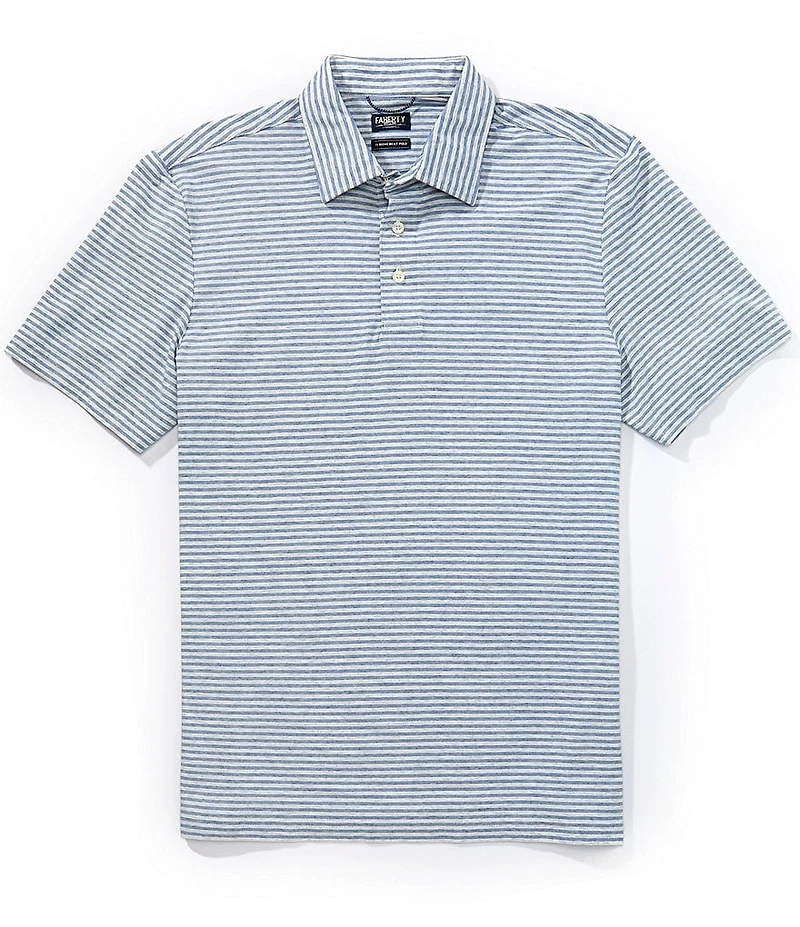 Faherty Movement Stripe Stretch Short Sleeve Polo Shirt