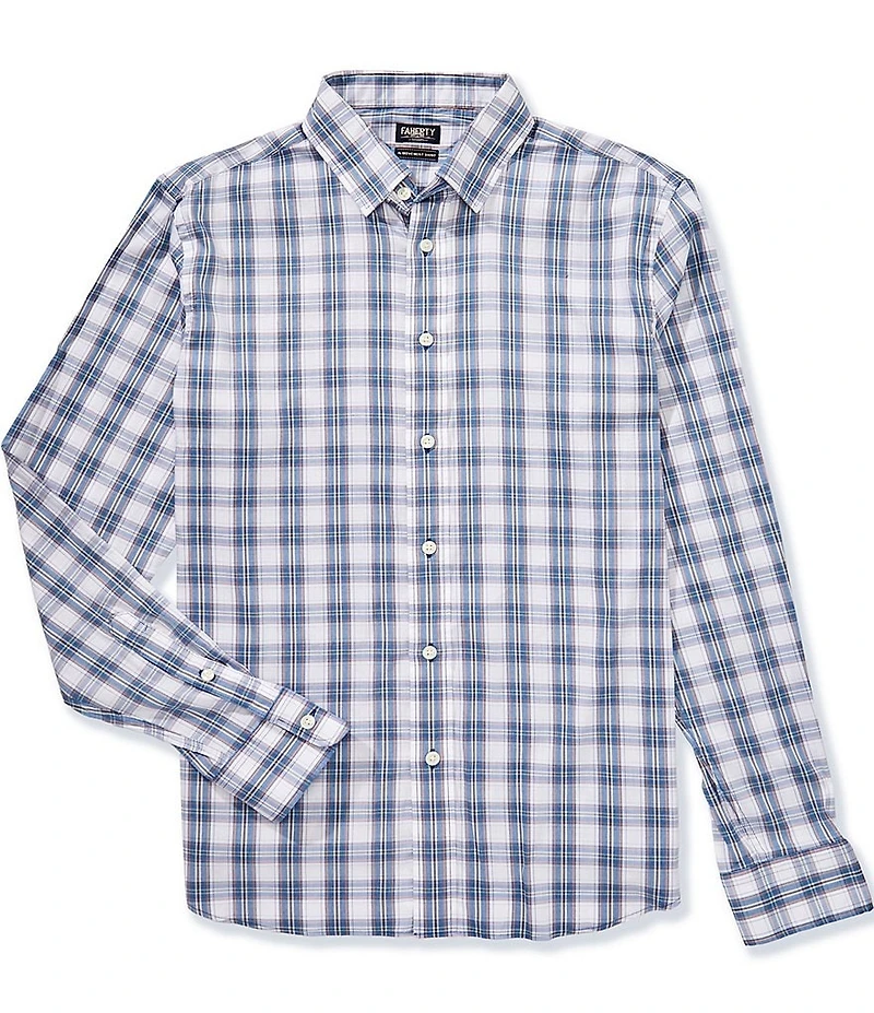Faherty Performance Stretch Movement Plaid Printed Long Sleeve Woven Shirt
