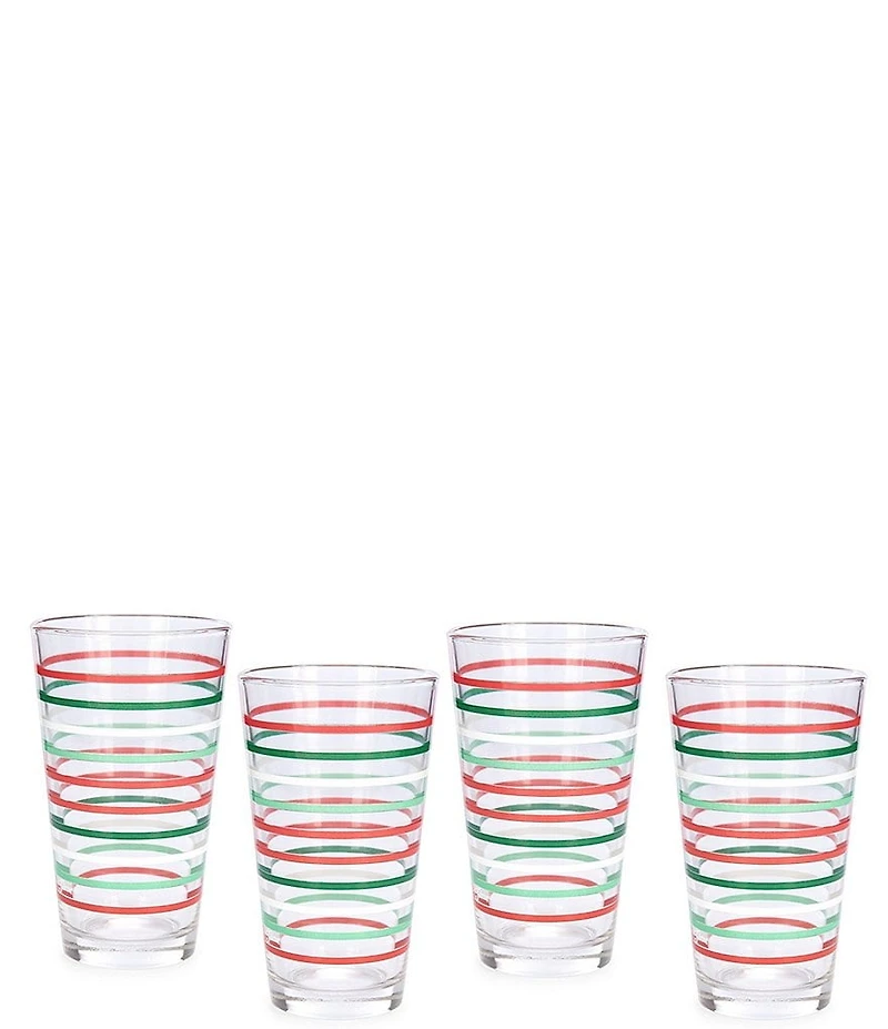 Fiesta Christmas Thin Stripe Cooler Glass, Set of 4