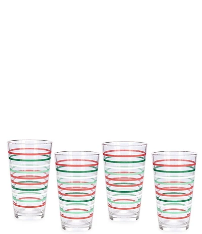 Fiesta Christmas Thin Stripe Cooler Glass, Set of 4