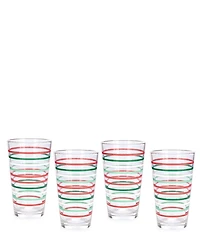 Fiesta Christmas Thin Stripe Cooler Glass, Set of 4