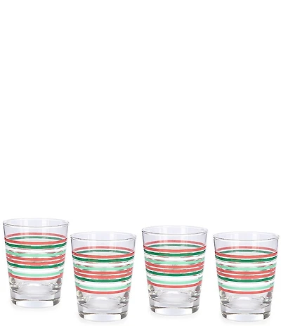 Fiesta Christmas Thin Stripe Tapered Double Old-Fashion Glass, Set of 4