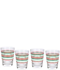 Fiesta Christmas Thin Stripe Tapered Double Old-Fashion Glass, Set of 4