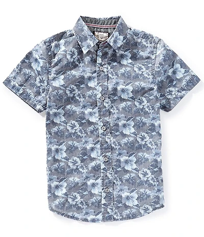 Flag and Anthem Big Boys 8-20 Short Sleeve Vintage Floral Woven Shirt