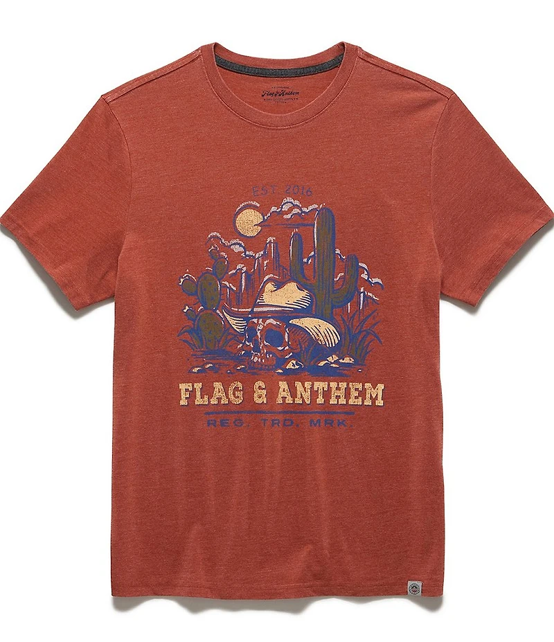 Flag And Anthem Skull Catcus Valley Short Sleeve Burnout T-Shirt