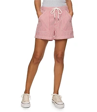 Flag and Anthem Striped Buffy Drawstring Shorts