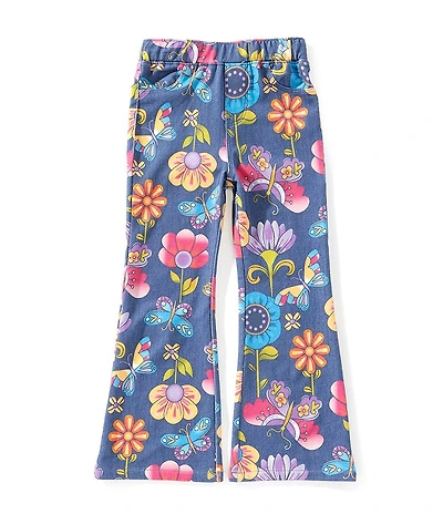 Flapdoodles Little Girls Flower-Print Jeans
