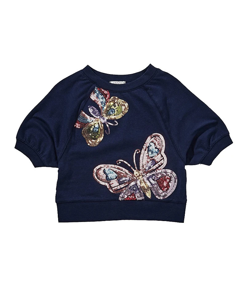 Flapdoodles Little Girls Short-Sleeve Sequin-Embellished Butterfly Top