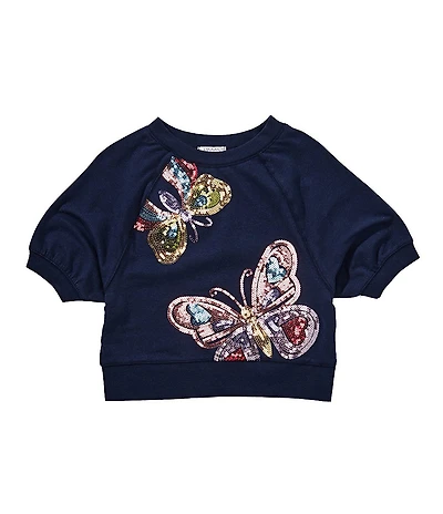 Flapdoodles Little Girls Short-Sleeve Sequin-Embellished Butterfly Top