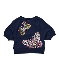 Flapdoodles Little Girls Short-Sleeve Sequin-Embellished Butterfly Top