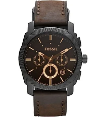 Fossil Machine Mid-Size Chronograph Brown Leather Watch