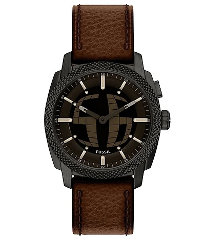Fossil Men's Machine Big Tic Ana-Digi Brown Leather Strap Watch